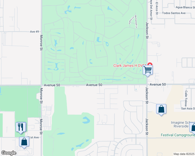 map of restaurants, bars, coffee shops, grocery stores, and more near 49760 Quinn Way in Indio
