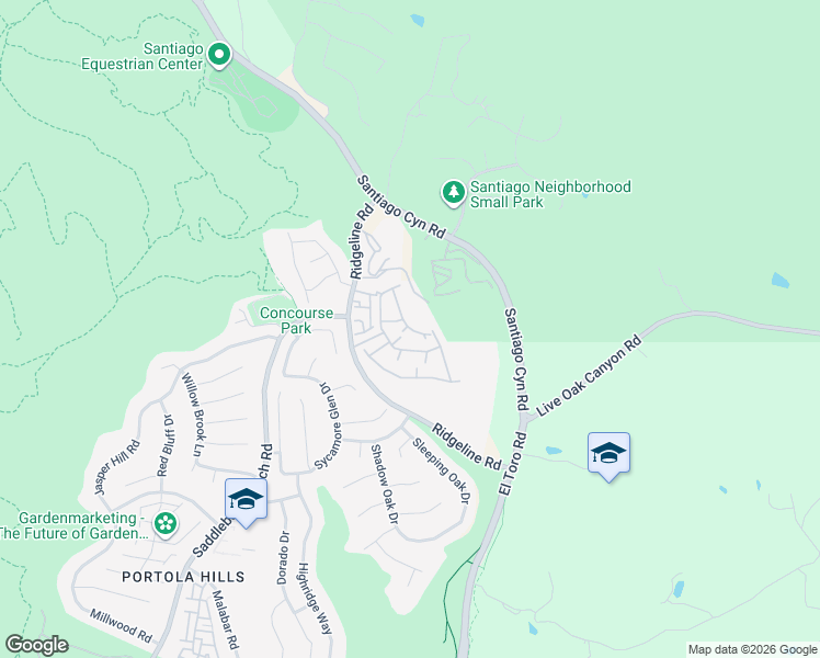map of restaurants, bars, coffee shops, grocery stores, and more near 18932 Canyon Hill Drive in Trabuco Canyon