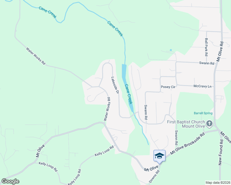 map of restaurants, bars, coffee shops, grocery stores, and more near 6058 Lakeside Drive in Mount Olive