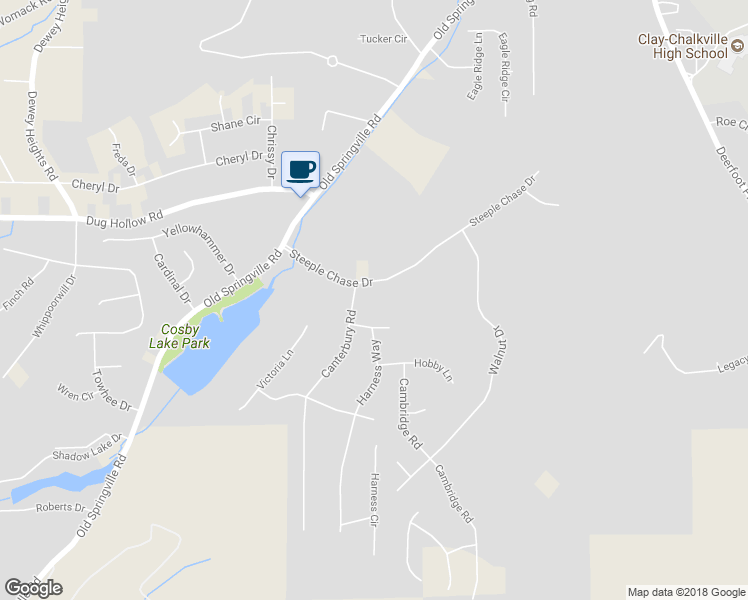 map of restaurants, bars, coffee shops, grocery stores, and more near 6041 Steeple Chase Drive in Dixiana