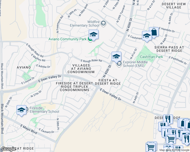 map of restaurants, bars, coffee shops, grocery stores, and more near 26 Acacia Lane in Phoenix