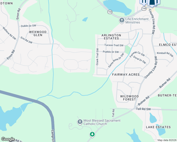 map of restaurants, bars, coffee shops, grocery stores, and more near 415 Kendrick Terrace Southwest in Atlanta