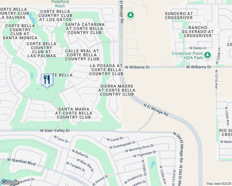 map of restaurants, bars, coffee shops, grocery stores, and more near 22224 North Arrellaga Drive in Sun City West