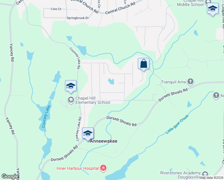 map of restaurants, bars, coffee shops, grocery stores, and more near 4772 Pepper Tree Ln in Douglasville