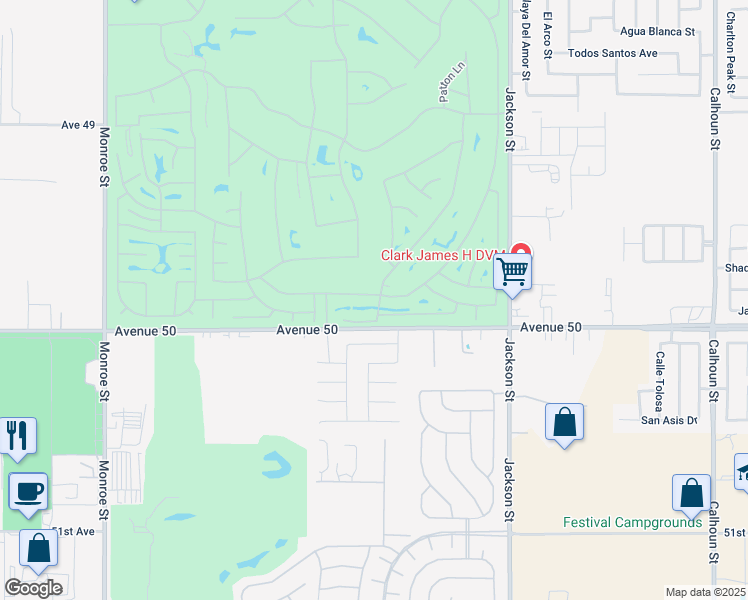 map of restaurants, bars, coffee shops, grocery stores, and more near 82667 Redford Way in Indio