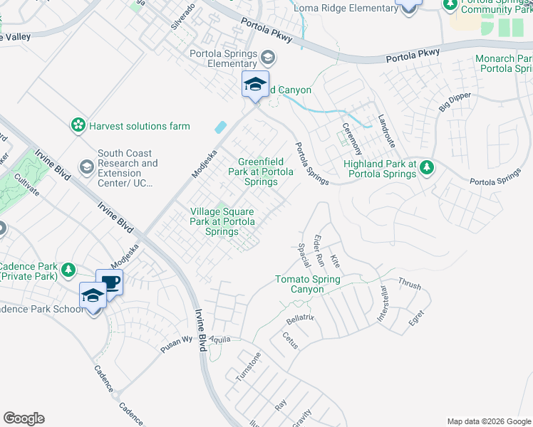 map of restaurants, bars, coffee shops, grocery stores, and more near 157 Quiet Grove in Irvine