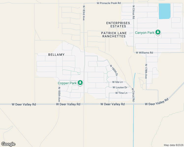 map of restaurants, bars, coffee shops, grocery stores, and more near 18206 West Via Montoya Drive in Surprise