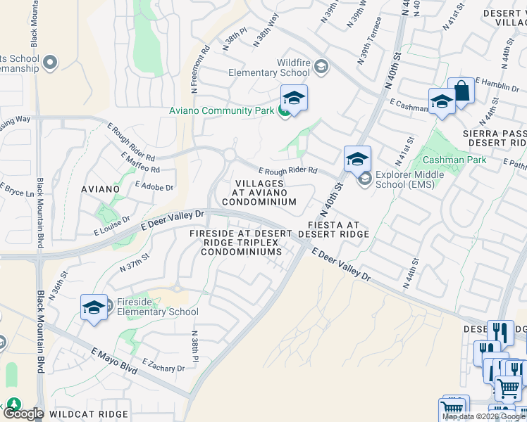 map of restaurants, bars, coffee shops, grocery stores, and more near 3935 East Rough Rider Road in Phoenix