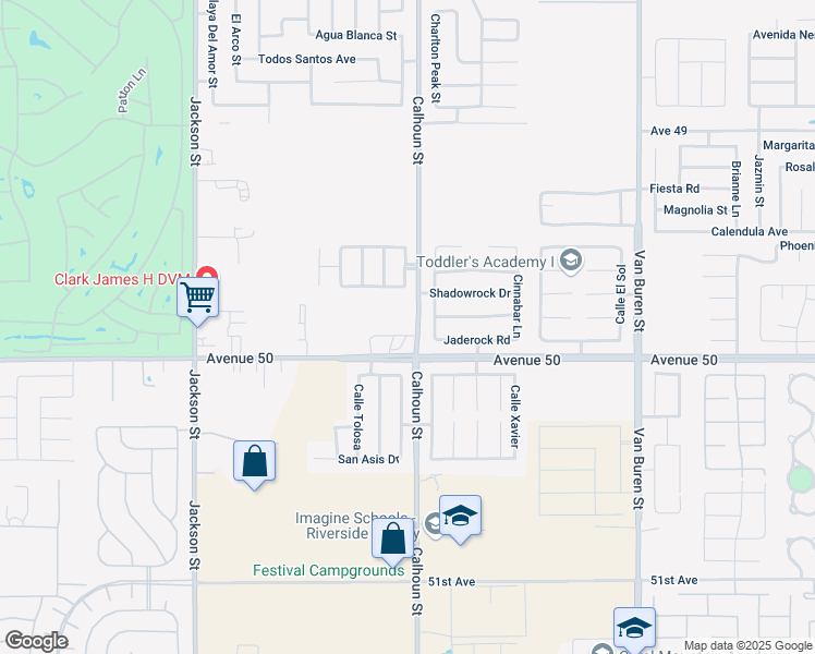 map of restaurants, bars, coffee shops, grocery stores, and more near 49869 Calhoun Street in Coachella