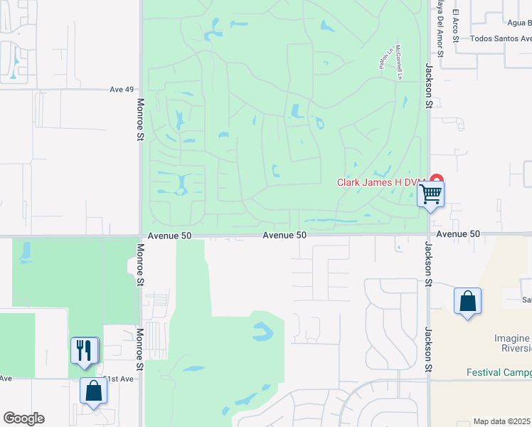 map of restaurants, bars, coffee shops, grocery stores, and more near 82537 Delano Drive in Indio