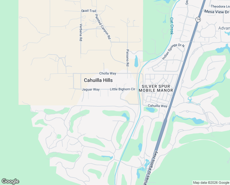 map of restaurants, bars, coffee shops, grocery stores, and more near 71771 Jaguar Way in Palm Desert