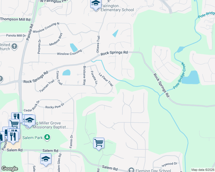 map of restaurants, bars, coffee shops, grocery stores, and more near 3306 Maison Court in Stonecrest
