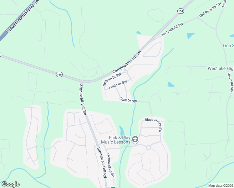 map of restaurants, bars, coffee shops, grocery stores, and more near 6318 Shell Drive Southwest in Atlanta