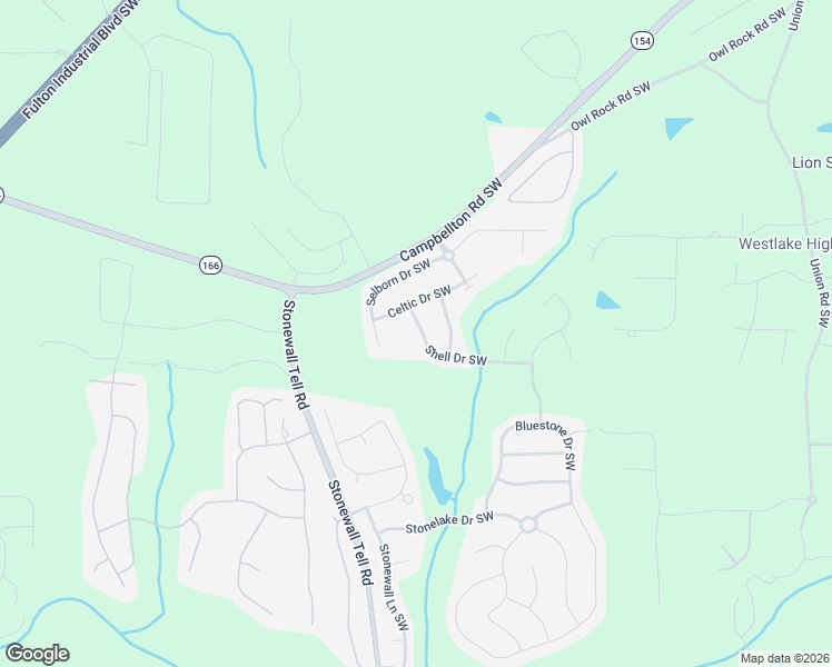 map of restaurants, bars, coffee shops, grocery stores, and more near 6326 Shell Drive Southwest in Atlanta