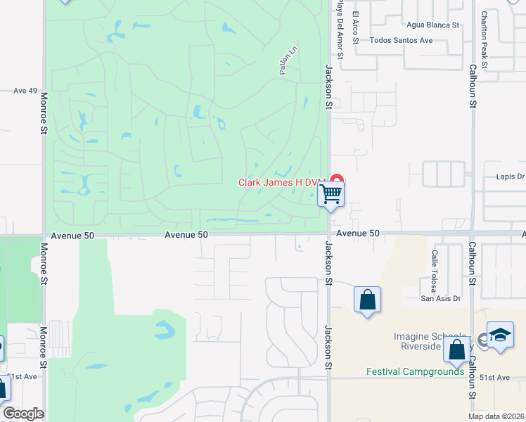 map of restaurants, bars, coffee shops, grocery stores, and more near 82715 Redford Way in Indio