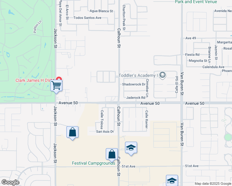 map of restaurants, bars, coffee shops, grocery stores, and more near 49869 Calhoun Street in Coachella
