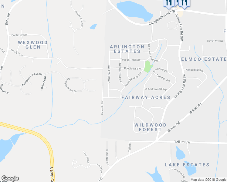 map of restaurants, bars, coffee shops, grocery stores, and more near 2503 Ozark Trail Southwest in Atlanta