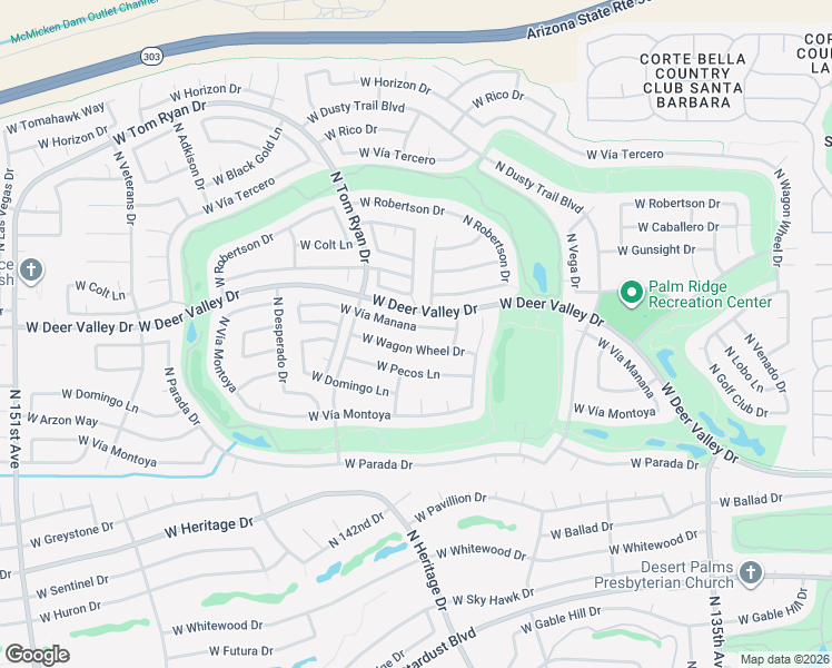 map of restaurants, bars, coffee shops, grocery stores, and more near 14142 West Vía Manana in Sun City West