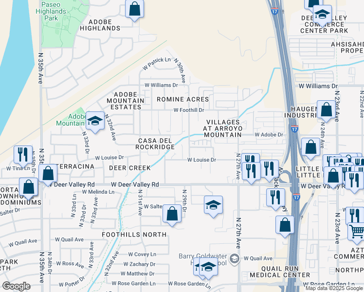 map of restaurants, bars, coffee shops, grocery stores, and more near 22029 North 29th Drive in Phoenix