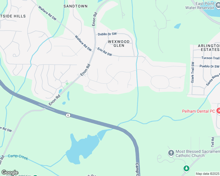 map of restaurants, bars, coffee shops, grocery stores, and more near 2600 Wells Terrace Southwest in Atlanta