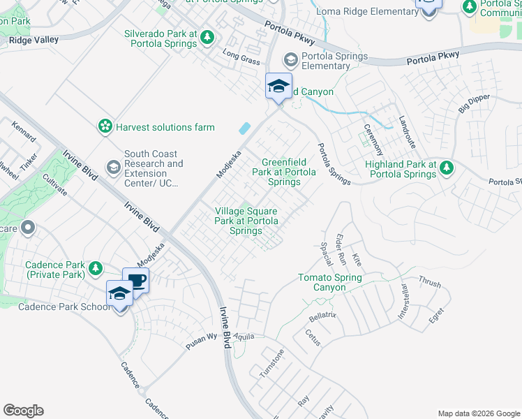 map of restaurants, bars, coffee shops, grocery stores, and more near 127 Outwest in Trabuco Canyon