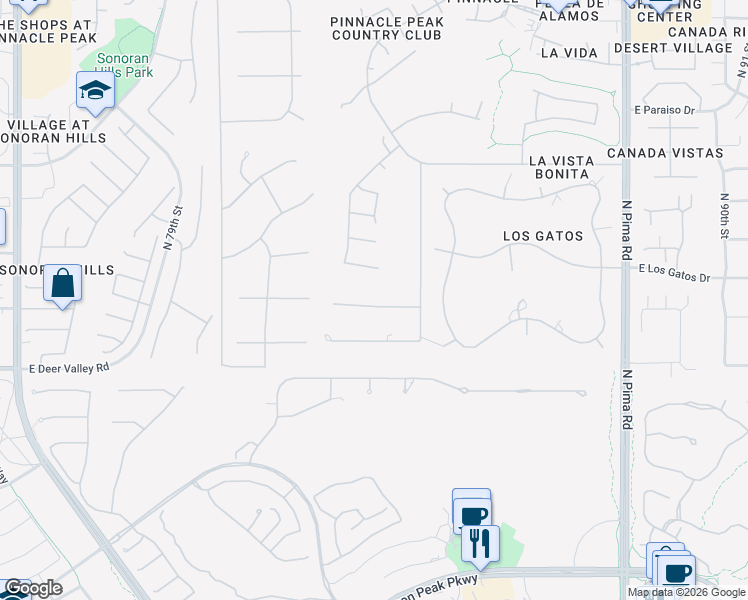 map of restaurants, bars, coffee shops, grocery stores, and more near 8304 East Sands Drive in Scottsdale