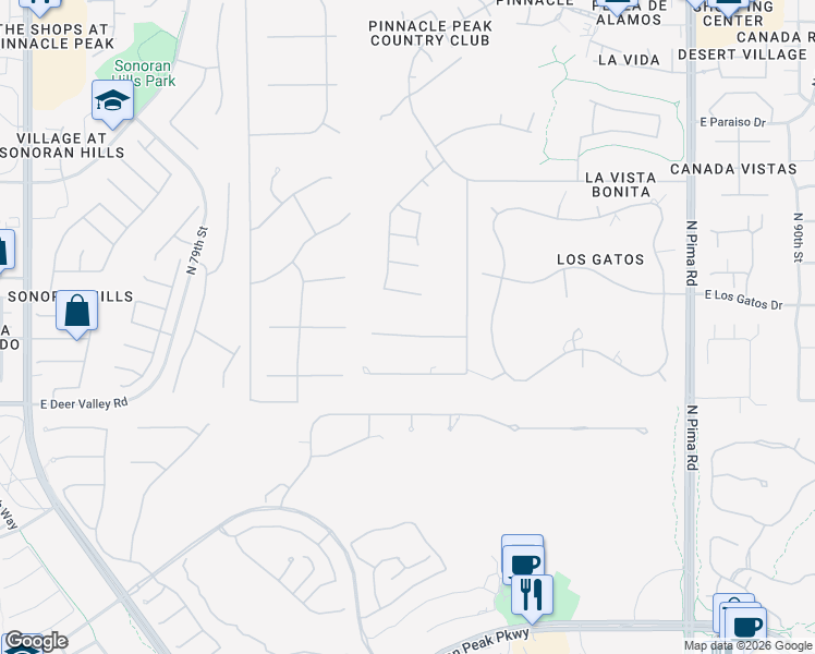 map of restaurants, bars, coffee shops, grocery stores, and more near 8304 East Sands Drive in Scottsdale