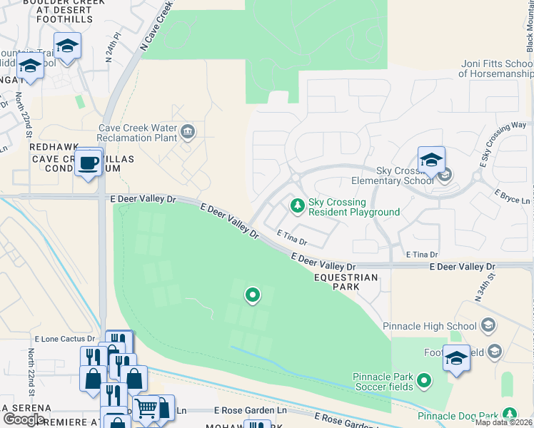 map of restaurants, bars, coffee shops, grocery stores, and more near 22038 N 28th Pl in Phoenix