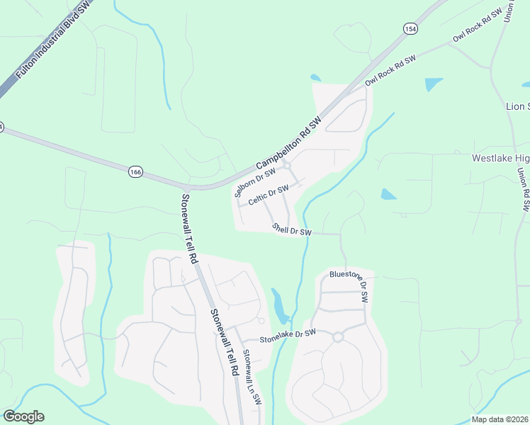map of restaurants, bars, coffee shops, grocery stores, and more near 6322 Shell Drive Southwest in Atlanta