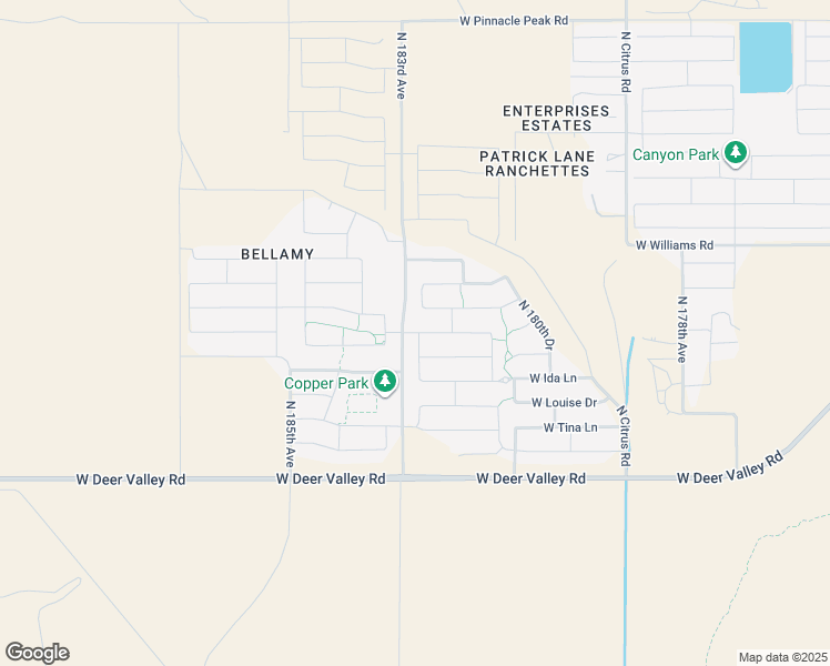 map of restaurants, bars, coffee shops, grocery stores, and more near 18270 West Via Montoya Drive in Surprise