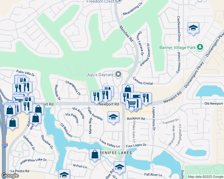 map of restaurants, bars, coffee shops, grocery stores, and more near 29870 Corte Cruzada in Menifee
