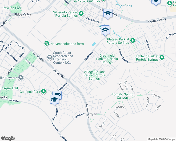 map of restaurants, bars, coffee shops, grocery stores, and more near 114 Desert Lotus in Irvine