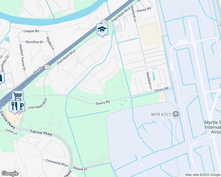 map of restaurants, bars, coffee shops, grocery stores, and more near 1089 Howard Parkway in Myrtle Beach