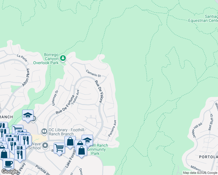 map of restaurants, bars, coffee shops, grocery stores, and more near 3 Touraine Place in Lake Forest