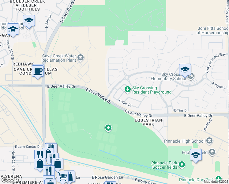 map of restaurants, bars, coffee shops, grocery stores, and more near 22038 N 28th Pl in Phoenix