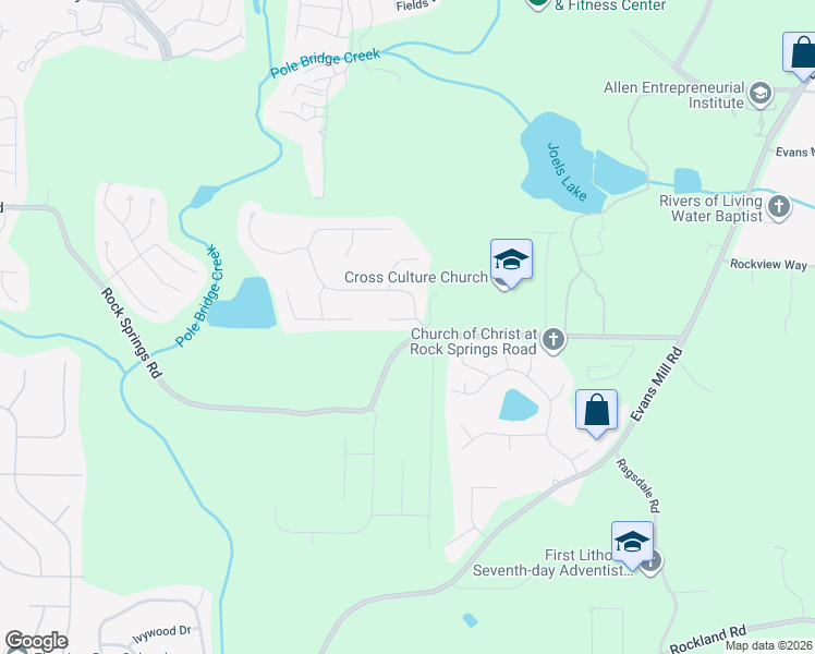 map of restaurants, bars, coffee shops, grocery stores, and more near 5787 Fairington Farms Court in Stonecrest