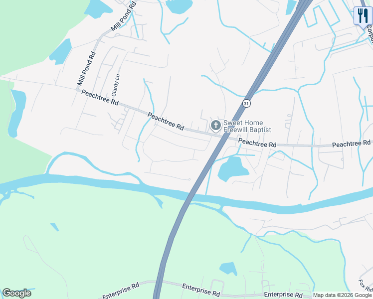 map of restaurants, bars, coffee shops, grocery stores, and more near 5434 Peachtree Road in Myrtle Beach