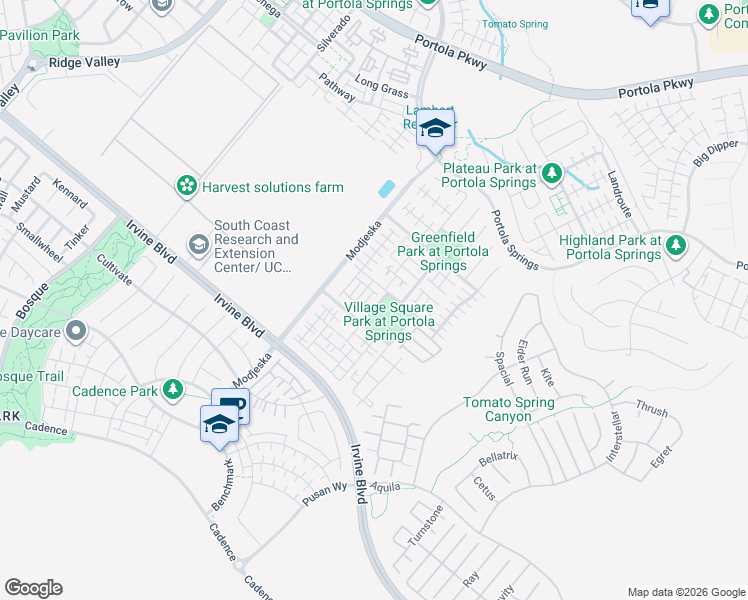 map of restaurants, bars, coffee shops, grocery stores, and more near 110 Desert Lotus in Irvine