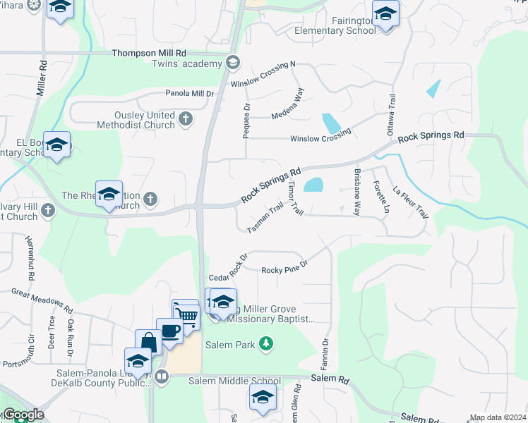 map of restaurants, bars, coffee shops, grocery stores, and more near 5332 Tasman Trail in Lithonia