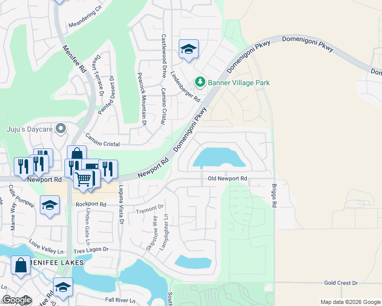 map of restaurants, bars, coffee shops, grocery stores, and more near 29881 Blue Water Way in Menifee