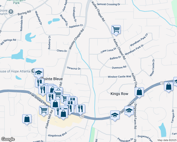 map of restaurants, bars, coffee shops, grocery stores, and more near 3981 Veracruz Drive in Decatur
