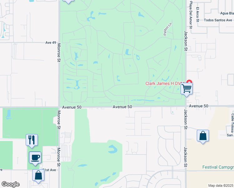map of restaurants, bars, coffee shops, grocery stores, and more near 82550 Delano Drive in Indio