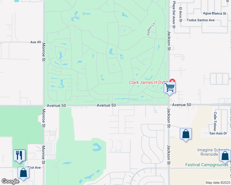 map of restaurants, bars, coffee shops, grocery stores, and more near 82630 Redford Way in Indio