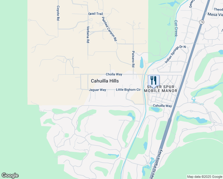 map of restaurants, bars, coffee shops, grocery stores, and more near Jaguar Way in Riverside County