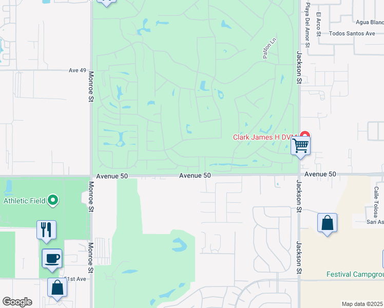 map of restaurants, bars, coffee shops, grocery stores, and more near 82550 Delano Drive in Indio