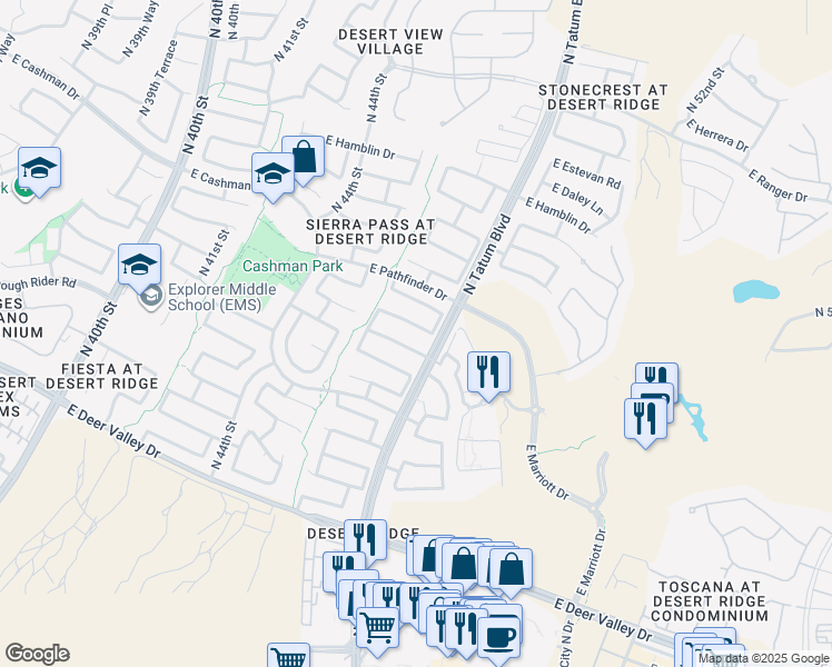 map of restaurants, bars, coffee shops, grocery stores, and more near 4717 East Jaeger Road in Phoenix