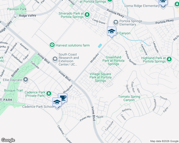 map of restaurants, bars, coffee shops, grocery stores, and more near 217 Excursion in Irvine