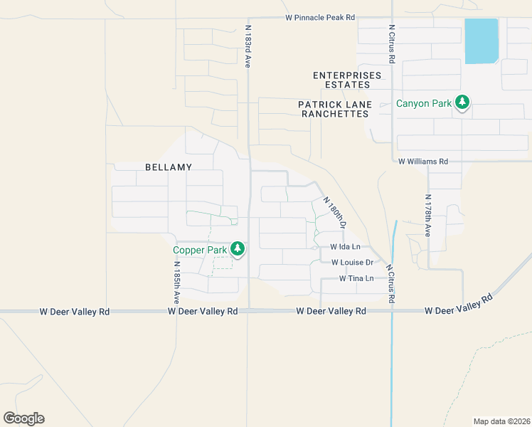 map of restaurants, bars, coffee shops, grocery stores, and more near 18270 West Via Montoya Drive in Surprise