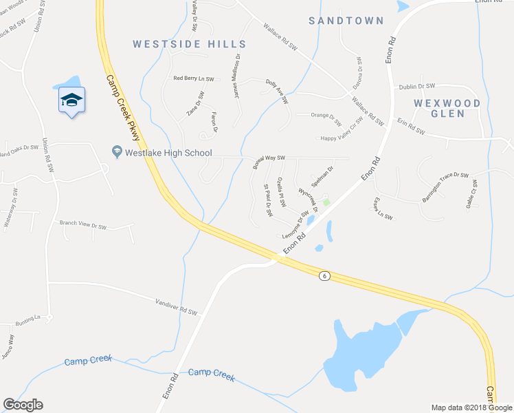 map of restaurants, bars, coffee shops, grocery stores, and more near 5676 Boreal Way Southwest in Atlanta