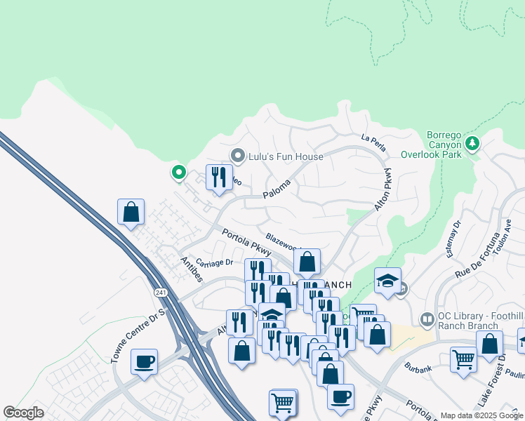 map of restaurants, bars, coffee shops, grocery stores, and more near 28 Fairfield in Lake Forest
